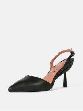 Vice Versa Everyday Convertible Heels to Flats Sz 10 Black Leather Slingback
